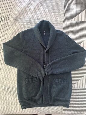 GAP Men's Shawl Collar Button-Up Cardigan - Dark Gray